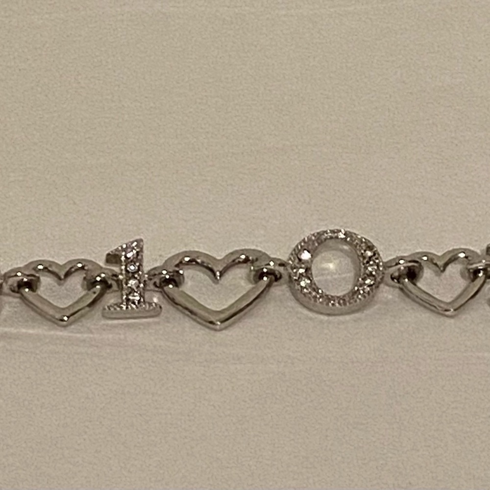 Dior Silver Lovely Rhinestone Heart Link Bracelet New With Tag 100% Authentic - Picture 3 of 12